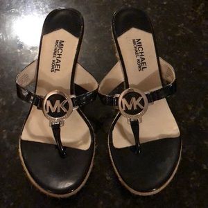 Michael Kors Wedges- Black Patent Leather Stap